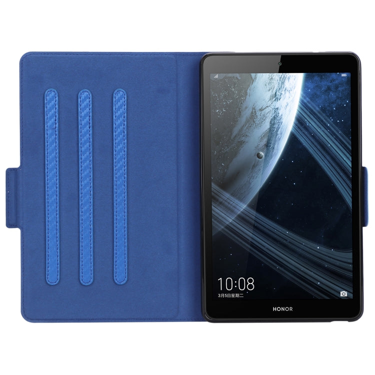 For Huawei Honor Pad 5 / MediaPad M5 Lite 8 inch Ultra-thin Carbon Fiber Horizontal Flip PU Leather Tablet Case with 3-level Holder