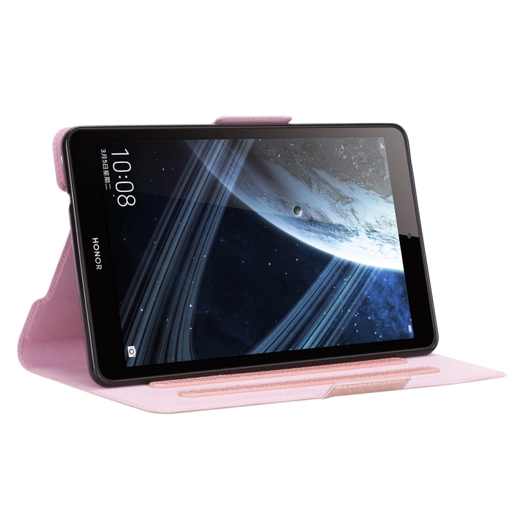 For Huawei Honor Pad 5 / MediaPad M5 Lite 8 inch Ultra-thin Carbon Fiber Horizontal Flip PU Leather Tablet Case with 3-level Holder
