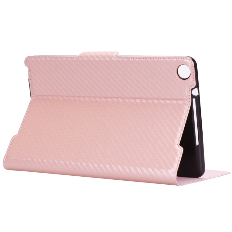 For Huawei Honor Pad 5 / MediaPad M5 Lite 8 inch Ultra-thin Carbon Fiber Horizontal Flip PU Leather Tablet Case with 3-level Holder