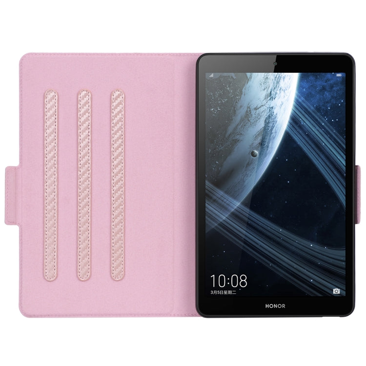 For Huawei Honor Pad 5 / MediaPad M5 Lite 8 inch Ultra-thin Carbon Fiber Horizontal Flip PU Leather Tablet Case with 3-level Holder
