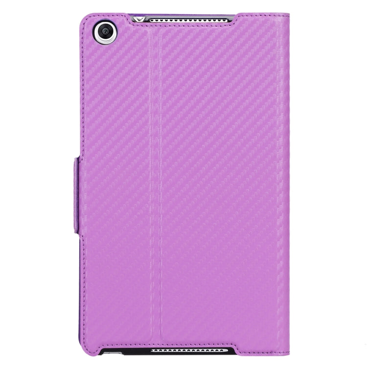 For Huawei Honor Pad 5 / MediaPad M5 Lite 8 inch Ultra-thin Carbon Fiber Horizontal Flip PU Leather Tablet Case with 3-level Holder