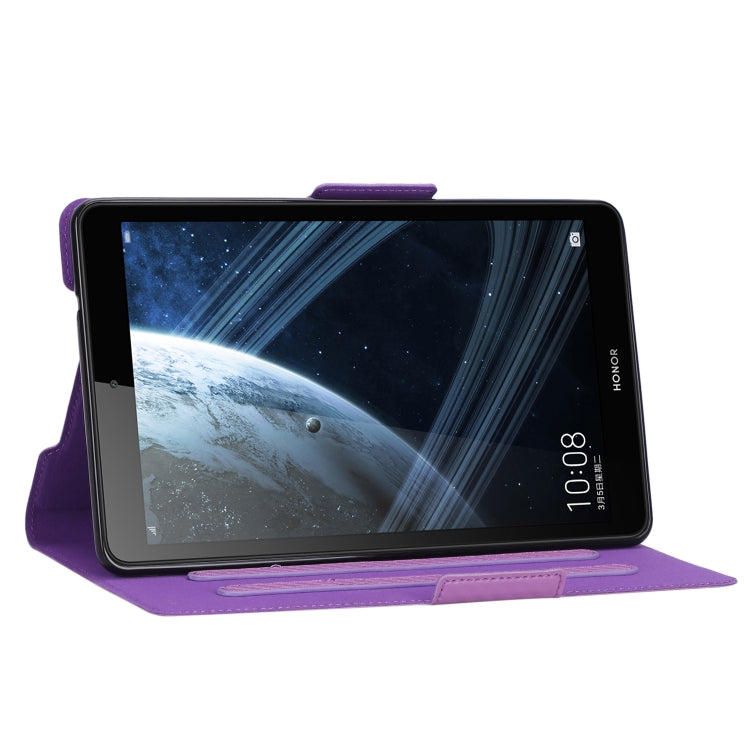 For Huawei Honor Pad 5 / MediaPad M5 Lite 8 inch Ultra-thin Carbon Fiber Horizontal Flip PU Leather Tablet Case with 3-level Holder