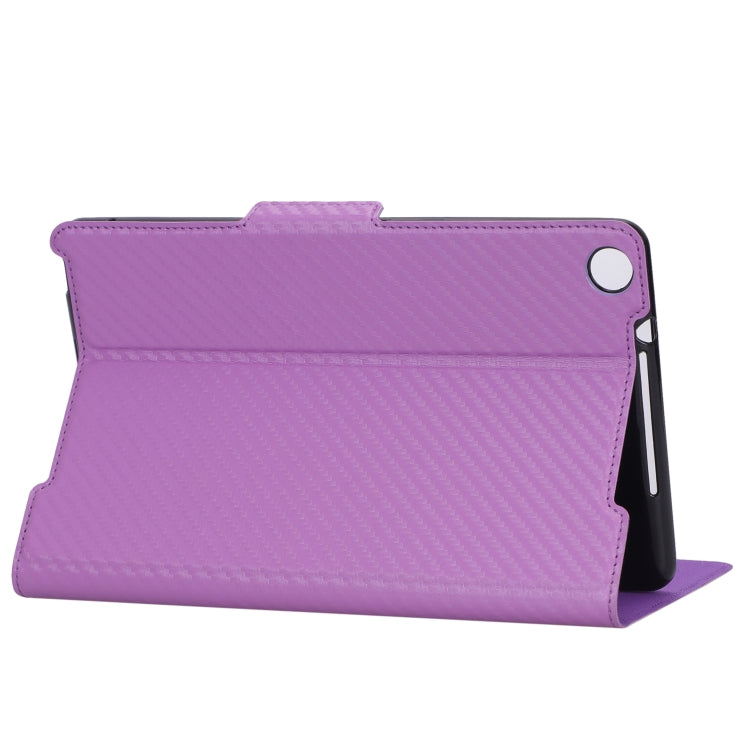 For Huawei Honor Pad 5 / MediaPad M5 Lite 8 inch Ultra-thin Carbon Fiber Horizontal Flip PU Leather Tablet Case with 3-level Holder