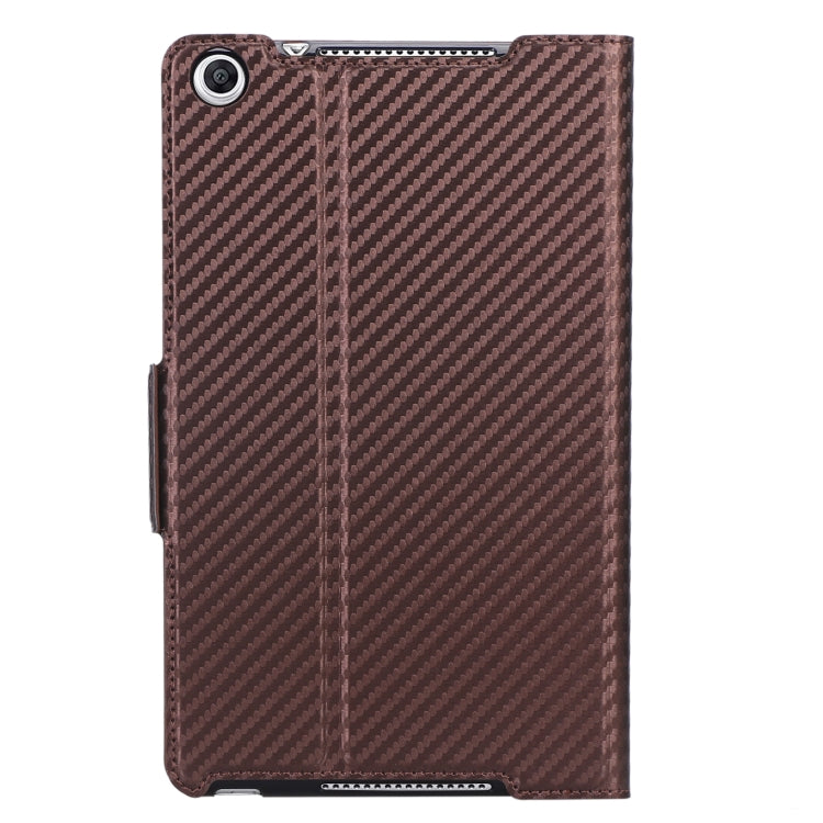 For Huawei Honor Pad 5 / MediaPad M5 Lite 8 inch Ultra-thin Carbon Fiber Horizontal Flip PU Leather Tablet Case with 3-level Holder