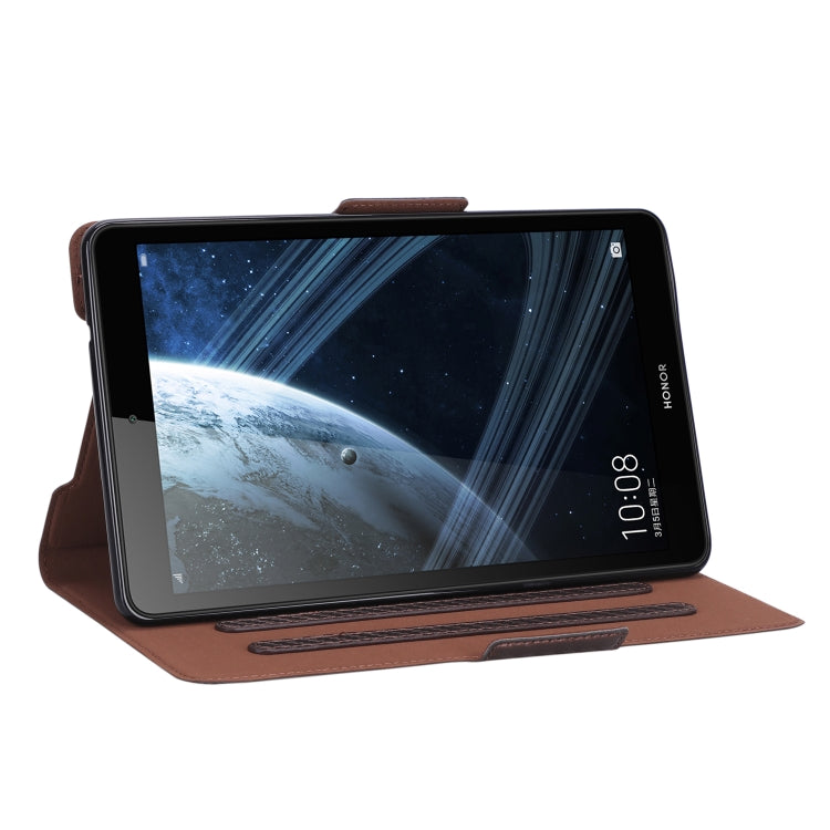 For Huawei Honor Pad 5 / MediaPad M5 Lite 8 inch Ultra-thin Carbon Fiber Horizontal Flip PU Leather Tablet Case with 3-level Holder