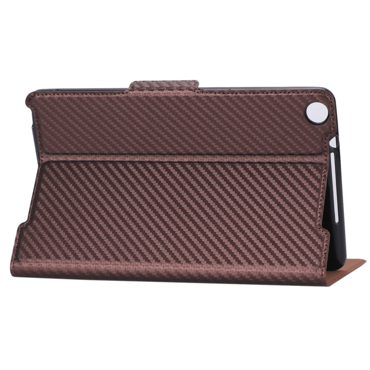 For Huawei Honor Pad 5 / MediaPad M5 Lite 8 inch Ultra-thin Carbon Fiber Horizontal Flip PU Leather Tablet Case with 3-level Holder