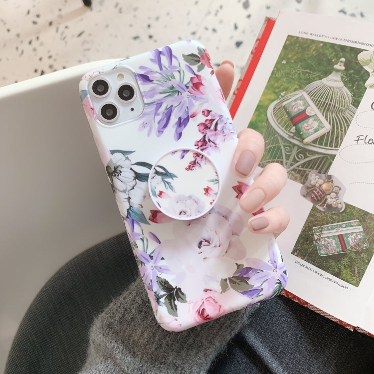 For iPhone 11 Pro Banana Flower Leaves Series Pattern Shockproof Protective Case with Holder For iPhone 11