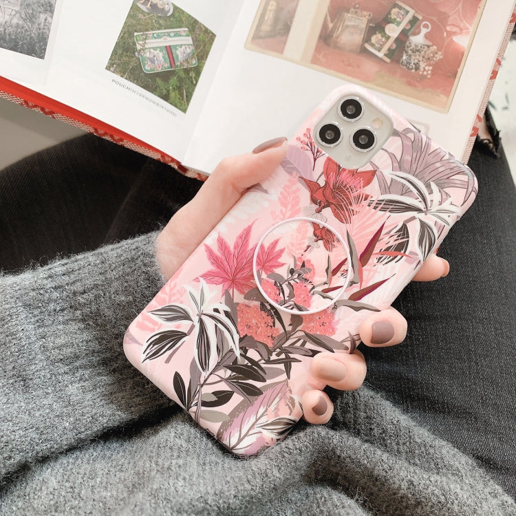 For iPhone 11 Pro Banana Flower Leaves Series Pattern Shockproof Protective Case with Holder  Max