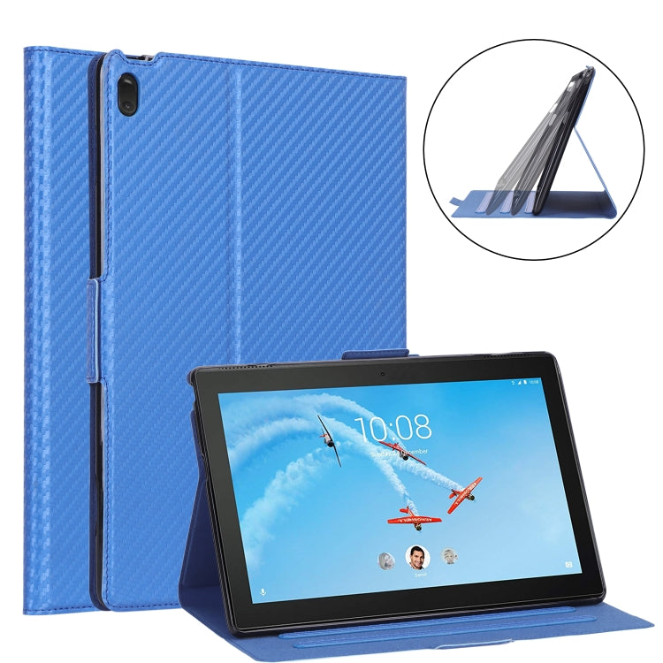 For Lenovo Tab E10 TB-X104F Ultra-thin Carbon Fiber Horizontal Flip PU Leather Tablet Case with 3-level Holder & Sleep / Wake-up Function