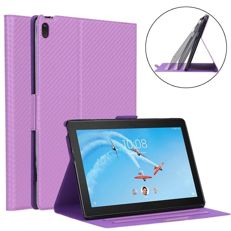 For Lenovo Tab E10 TB-X104F Ultra-thin Carbon Fiber Horizontal Flip PU Leather Tablet Case with 3-level Holder & Sleep / Wake-up Function