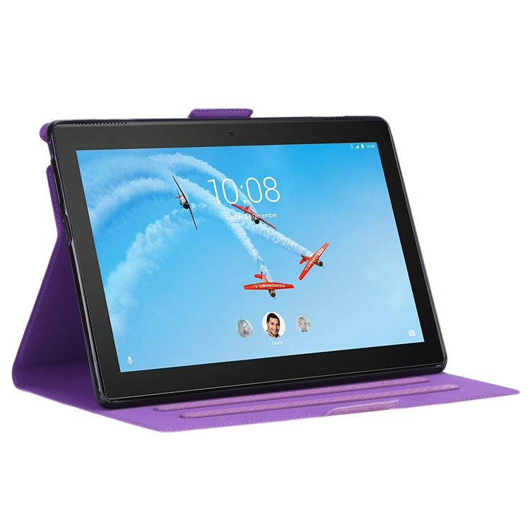 For Lenovo Tab E10 TB-X104F Ultra-thin Carbon Fiber Horizontal Flip PU Leather Tablet Case with 3-level Holder & Sleep / Wake-up Function