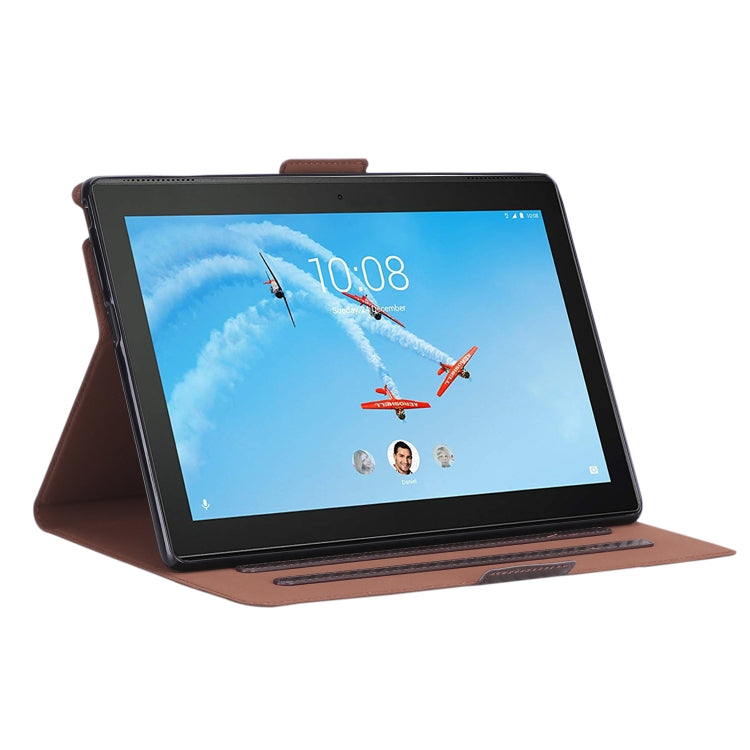 For Lenovo Tab E10 TB-X104F Ultra-thin Carbon Fiber Horizontal Flip PU Leather Tablet Case with 3-level Holder & Sleep / Wake-up Function