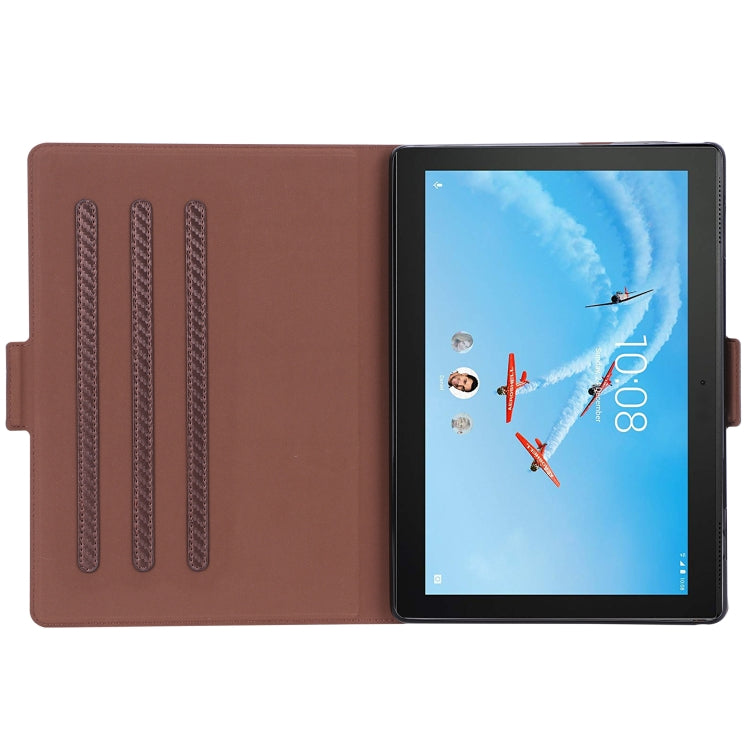 For Lenovo Tab E10 TB-X104F Ultra-thin Carbon Fiber Horizontal Flip PU Leather Tablet Case with 3-level Holder & Sleep / Wake-up Function