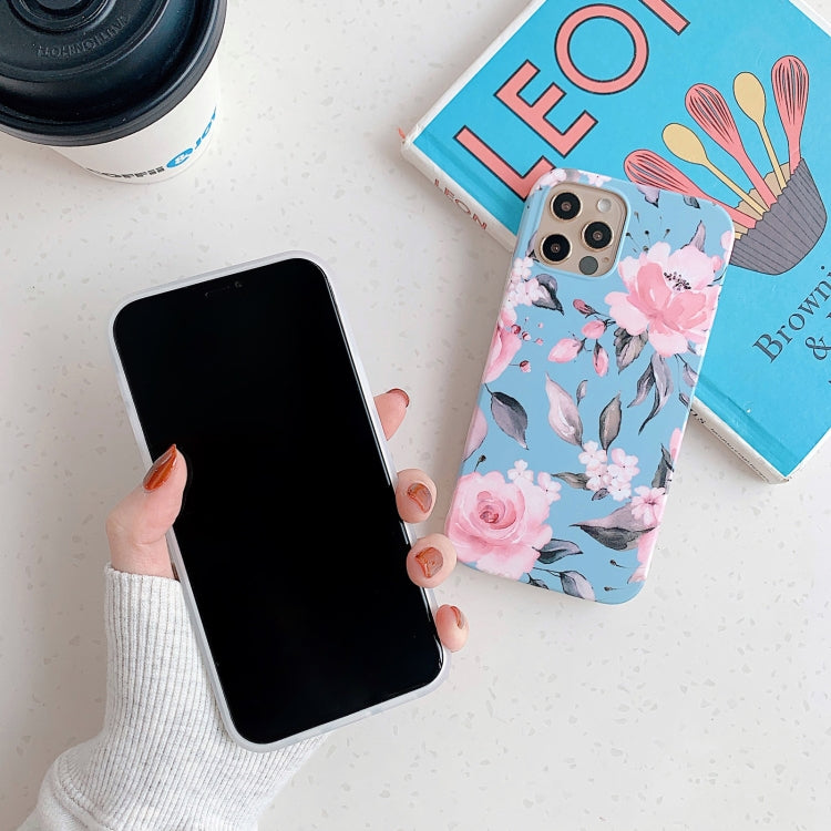 For iPhone 12 / 12 Pro Plantain Flower Leaves Series Pattern Shockproof Protective Case