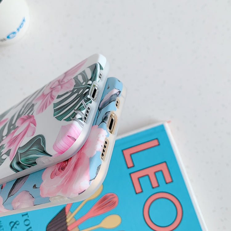 For iPhone 12 / 12 Pro Plantain Flower Leaves Series Pattern Shockproof Protective Case