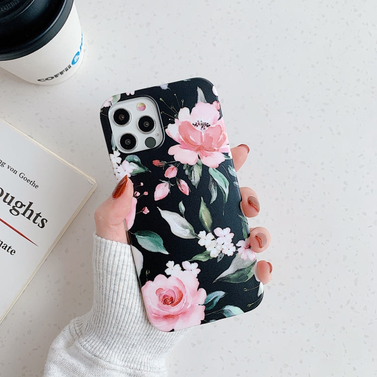 For iPhone 12 Pro Max Plantain Flower Leaves Series Pattern Shockproof Protective Case