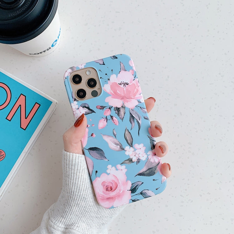 For iPhone 12 Pro Max Plantain Flower Leaves Series Pattern Shockproof Protective Case
