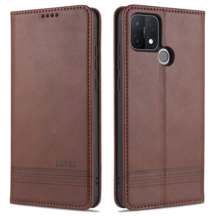 For OPPO A15 AZNS Magnetic Calf Texture Horizontal Flip Leather Case with Card Slots & Holder & Wallet