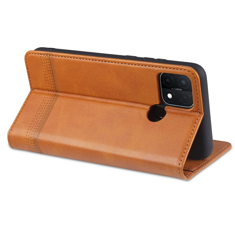 For OPPO A15 AZNS Magnetic Calf Texture Horizontal Flip Leather Case with Card Slots & Holder & Wallet