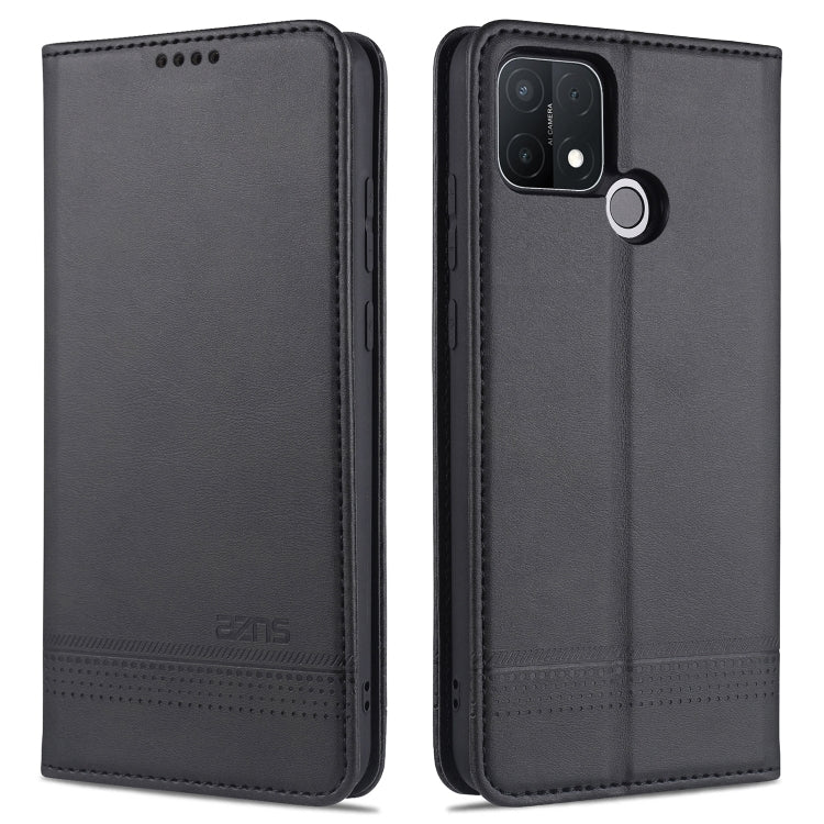 For OPPO A15 AZNS Magnetic Calf Texture Horizontal Flip Leather Case with Card Slots & Holder & Wallet