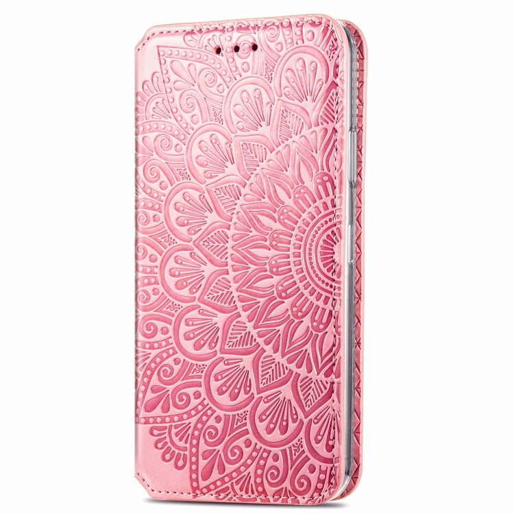 For Samsung Galaxy A21 Blooming Mandala Embossed Pattern Magnetic Horizontal Flip Leather Case with Holder & Card Slots & Wallet