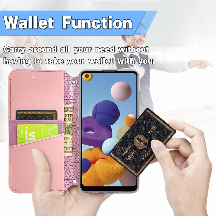 For Samsung Galaxy A21 Blooming Mandala Embossed Pattern Magnetic Horizontal Flip Leather Case with Holder & Card Slots & Wallet