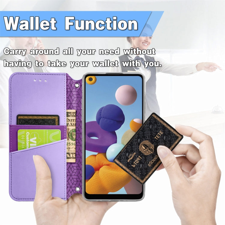 For Samsung Galaxy A21s Blooming Mandala Embossed Pattern Magnetic Horizontal Flip Leather Case with Holder & Card Slots & Wallet
