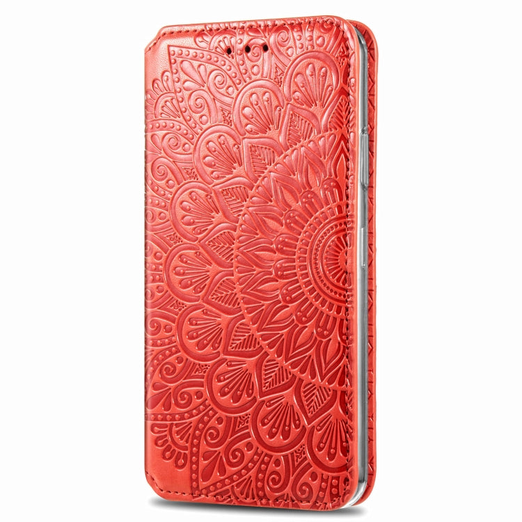 For Samsung Galaxy A21s Blooming Mandala Embossed Pattern Magnetic Horizontal Flip Leather Case with Holder & Card Slots & Wallet