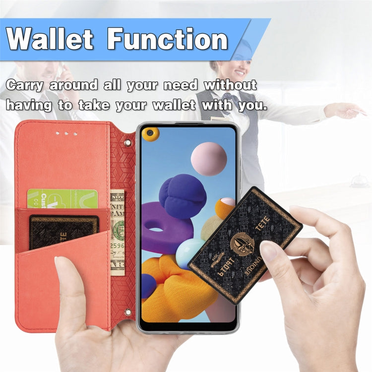 For Samsung Galaxy A21s Blooming Mandala Embossed Pattern Magnetic Horizontal Flip Leather Case with Holder & Card Slots & Wallet