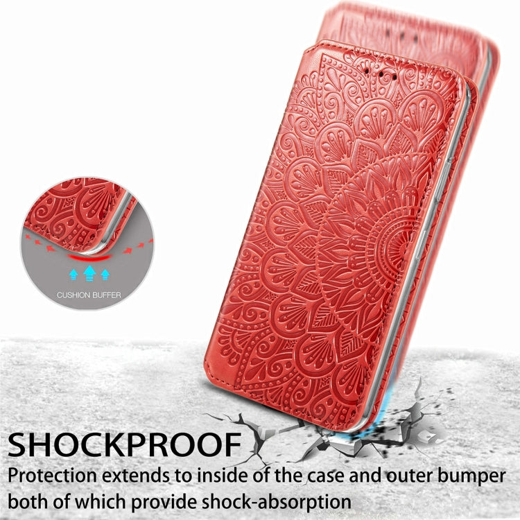For Samsung Galaxy A21s Blooming Mandala Embossed Pattern Magnetic Horizontal Flip Leather Case with Holder & Card Slots & Wallet