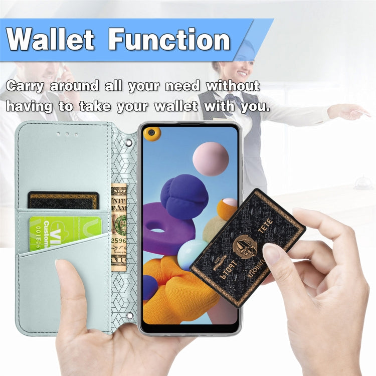 For Samsung Galaxy A21s Blooming Mandala Embossed Pattern Magnetic Horizontal Flip Leather Case with Holder & Card Slots & Wallet