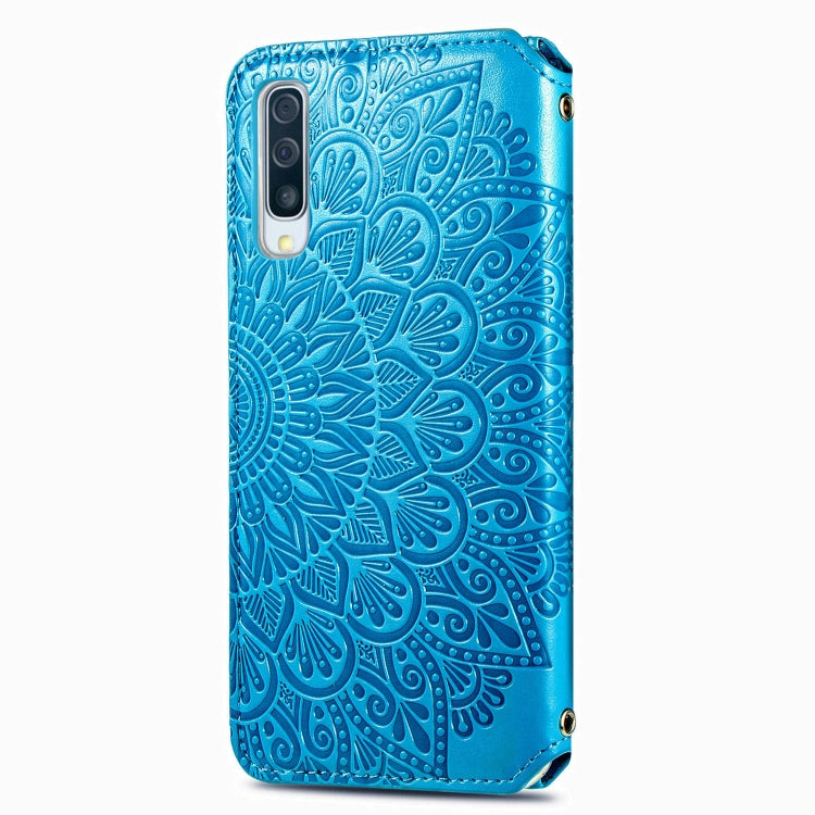 For Samsung Galaxy A50 Blooming Mandala Embossed Pattern Magnetic Horizontal Flip Leather Case with Holder & Card Slots & Wallet