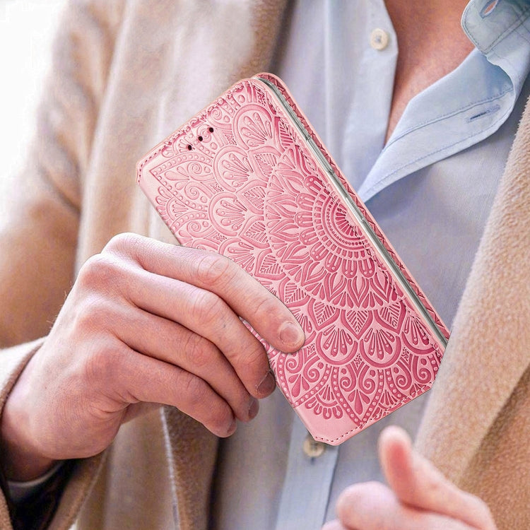 For Samsung Galaxy A50 Blooming Mandala Embossed Pattern Magnetic Horizontal Flip Leather Case with Holder & Card Slots & Wallet