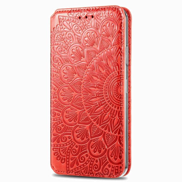 For Samsung Galaxy A50 Blooming Mandala Embossed Pattern Magnetic Horizontal Flip Leather Case with Holder & Card Slots & Wallet