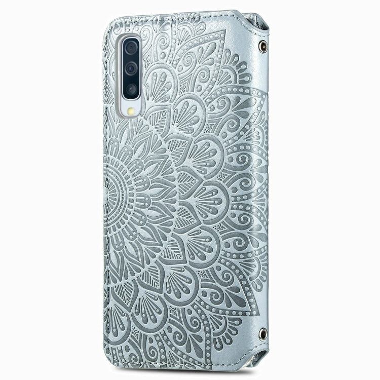 For Samsung Galaxy A50 Blooming Mandala Embossed Pattern Magnetic Horizontal Flip Leather Case with Holder & Card Slots & Wallet