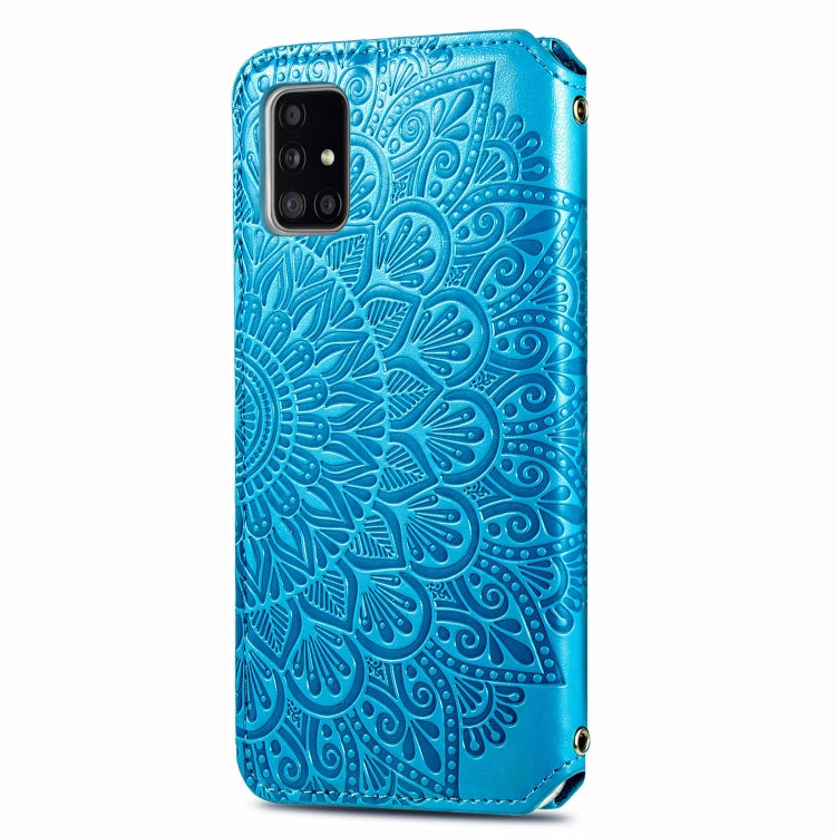 For Samsung Galaxy A51 5G Blooming Mandala Embossed Pattern Magnetic Horizontal Flip Leather Case with Holder & Card Slots & Wallet