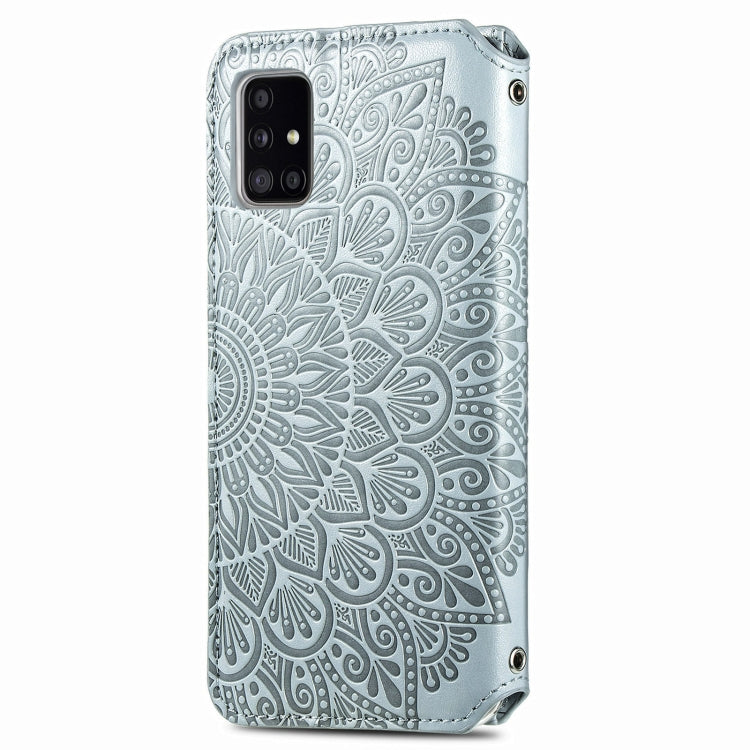For Samsung Galaxy A51 5G Blooming Mandala Embossed Pattern Magnetic Horizontal Flip Leather Case with Holder & Card Slots & Wallet