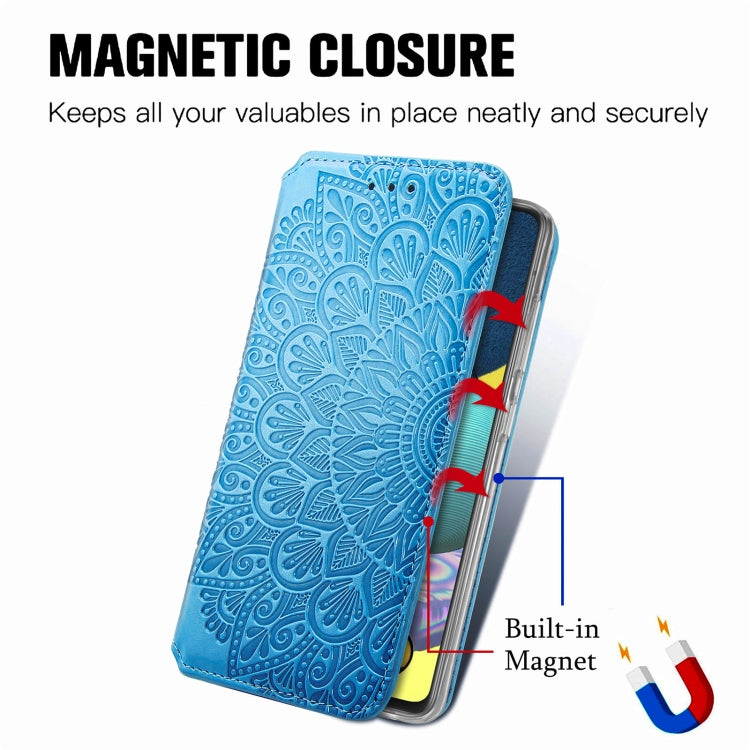 For Samsung Galaxy A71 Blooming Mandala Embossed Pattern Magnetic Horizontal Flip Leather Case with Holder & Card Slots & Wallet