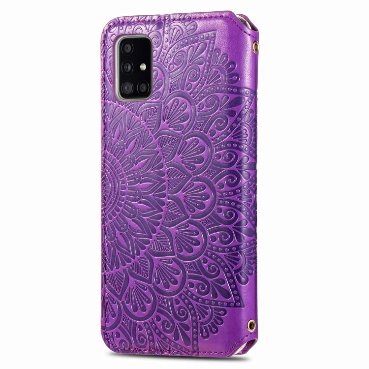 For Samsung Galaxy A71 Blooming Mandala Embossed Pattern Magnetic Horizontal Flip Leather Case with Holder & Card Slots & Wallet