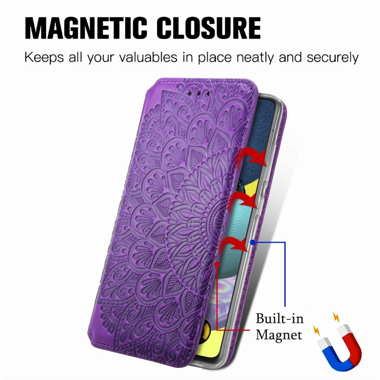 For Samsung Galaxy A71 Blooming Mandala Embossed Pattern Magnetic Horizontal Flip Leather Case with Holder & Card Slots & Wallet