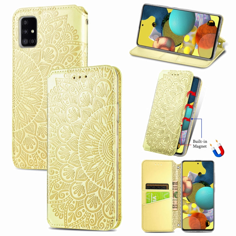 For Samsung Galaxy A71 Blooming Mandala Embossed Pattern Magnetic Horizontal Flip Leather Case with Holder & Card Slots & Wallet