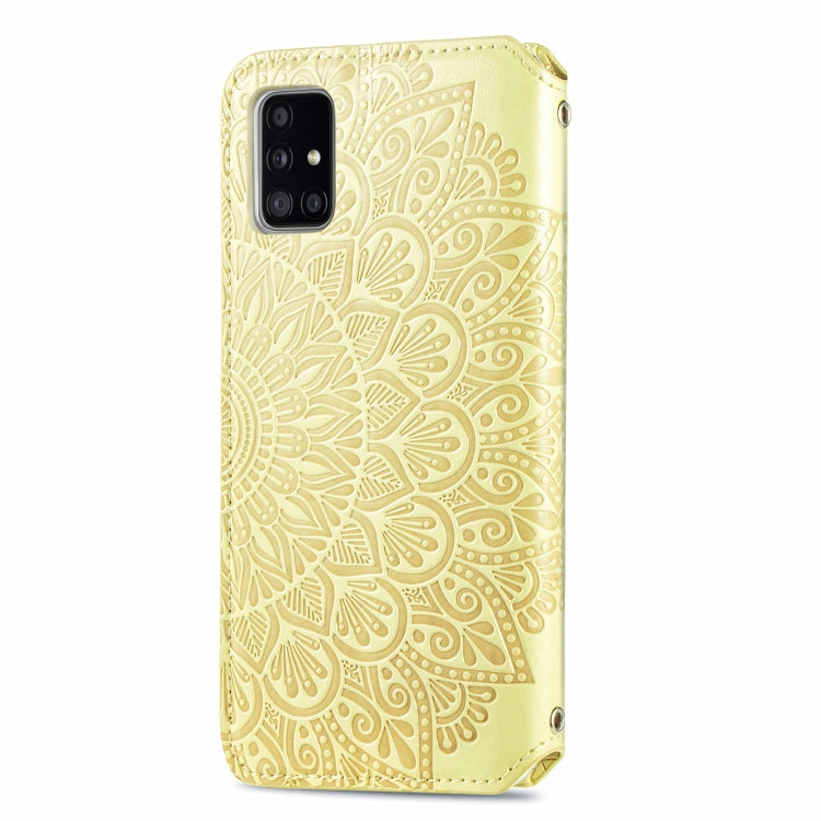 For Samsung Galaxy A71 Blooming Mandala Embossed Pattern Magnetic Horizontal Flip Leather Case with Holder & Card Slots & Wallet