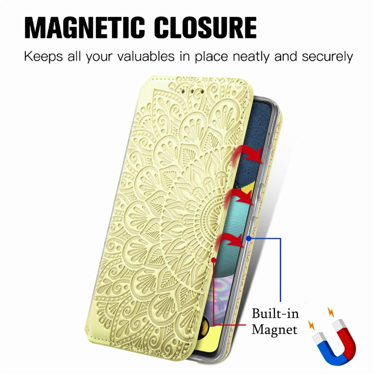 For Samsung Galaxy A71 Blooming Mandala Embossed Pattern Magnetic Horizontal Flip Leather Case with Holder & Card Slots & Wallet