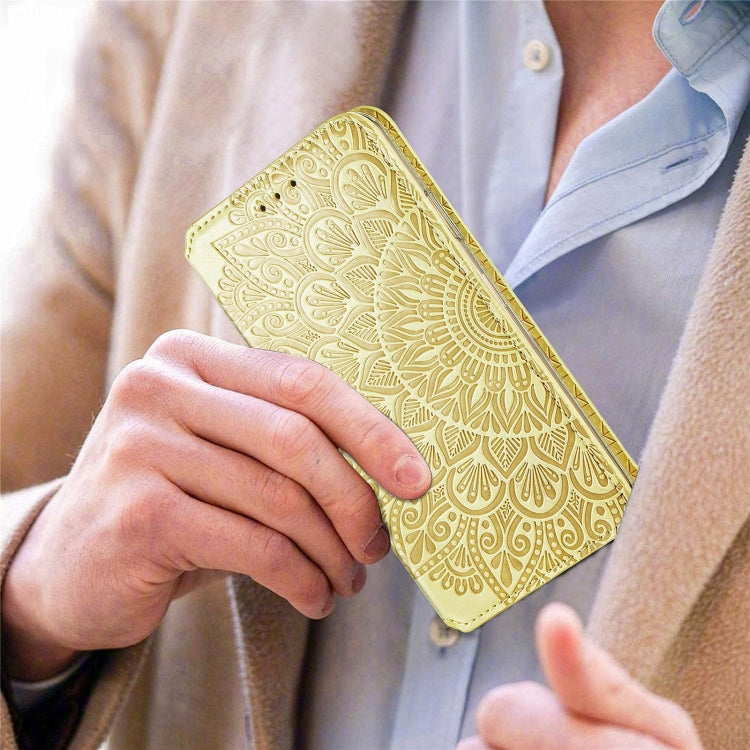 For Samsung Galaxy A71 Blooming Mandala Embossed Pattern Magnetic Horizontal Flip Leather Case with Holder & Card Slots & Wallet