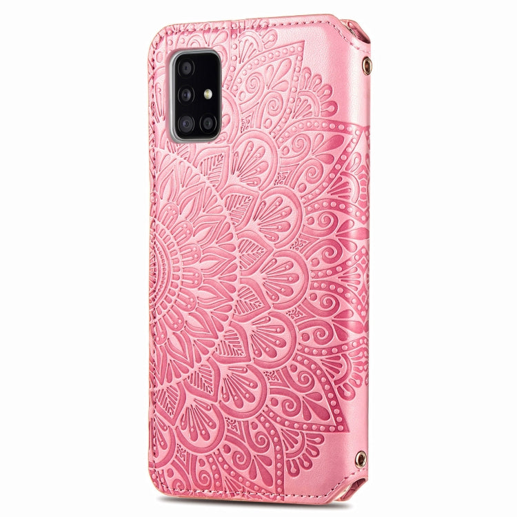 For Samsung Galaxy A71 Blooming Mandala Embossed Pattern Magnetic Horizontal Flip Leather Case with Holder & Card Slots & Wallet