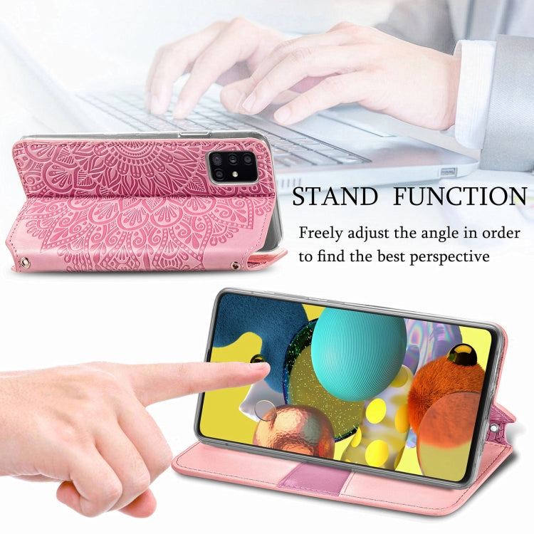 For Samsung Galaxy A71 Blooming Mandala Embossed Pattern Magnetic Horizontal Flip Leather Case with Holder & Card Slots & Wallet