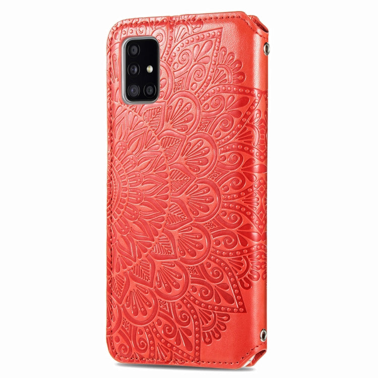 For Samsung Galaxy A71 Blooming Mandala Embossed Pattern Magnetic Horizontal Flip Leather Case with Holder & Card Slots & Wallet