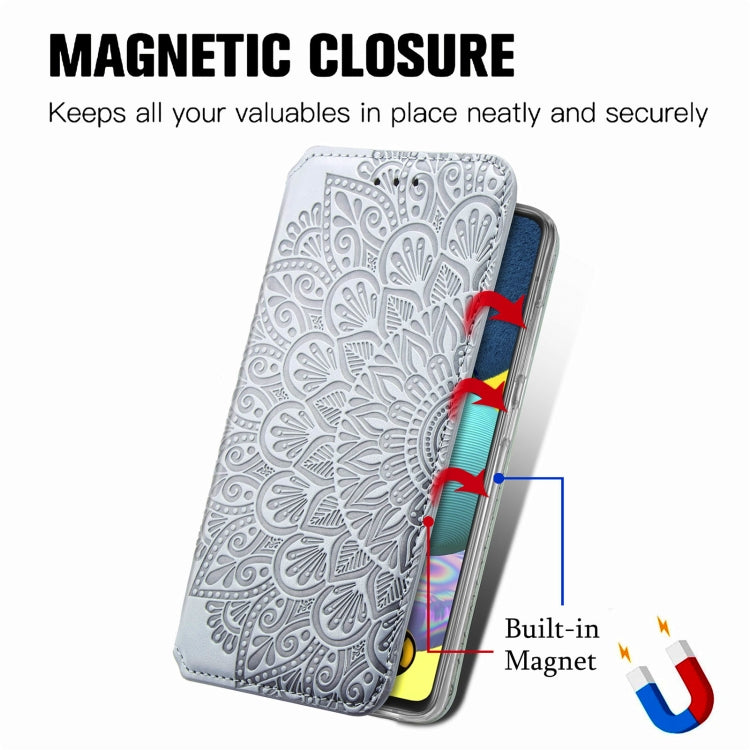 For Samsung Galaxy A71 Blooming Mandala Embossed Pattern Magnetic Horizontal Flip Leather Case with Holder & Card Slots & Wallet