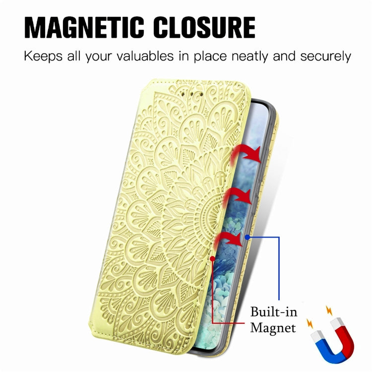 For Samsung Galaxy S20 Ultra Blooming Mandala Embossed Pattern Magnetic Horizontal Flip Leather Case with Holder & Card Slots & Wallet