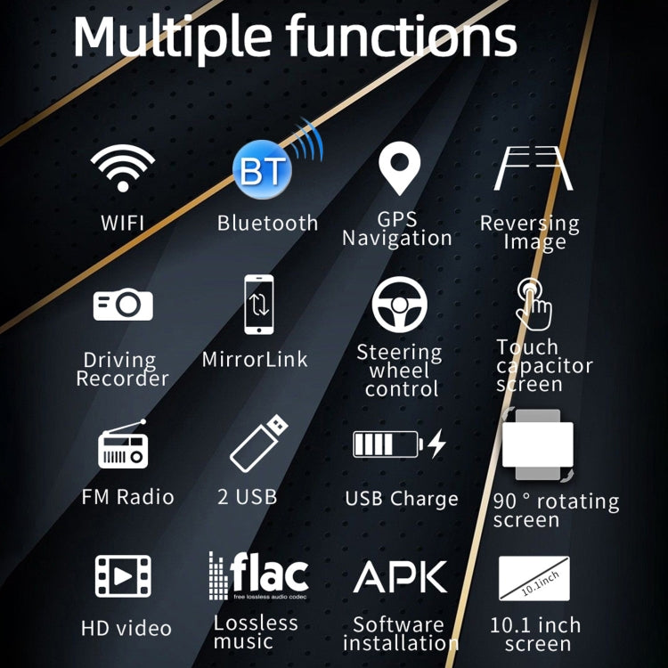 SX1 10.1 inch 90 Degree Rotation Android Navigation Car Player, 1GB+16GB